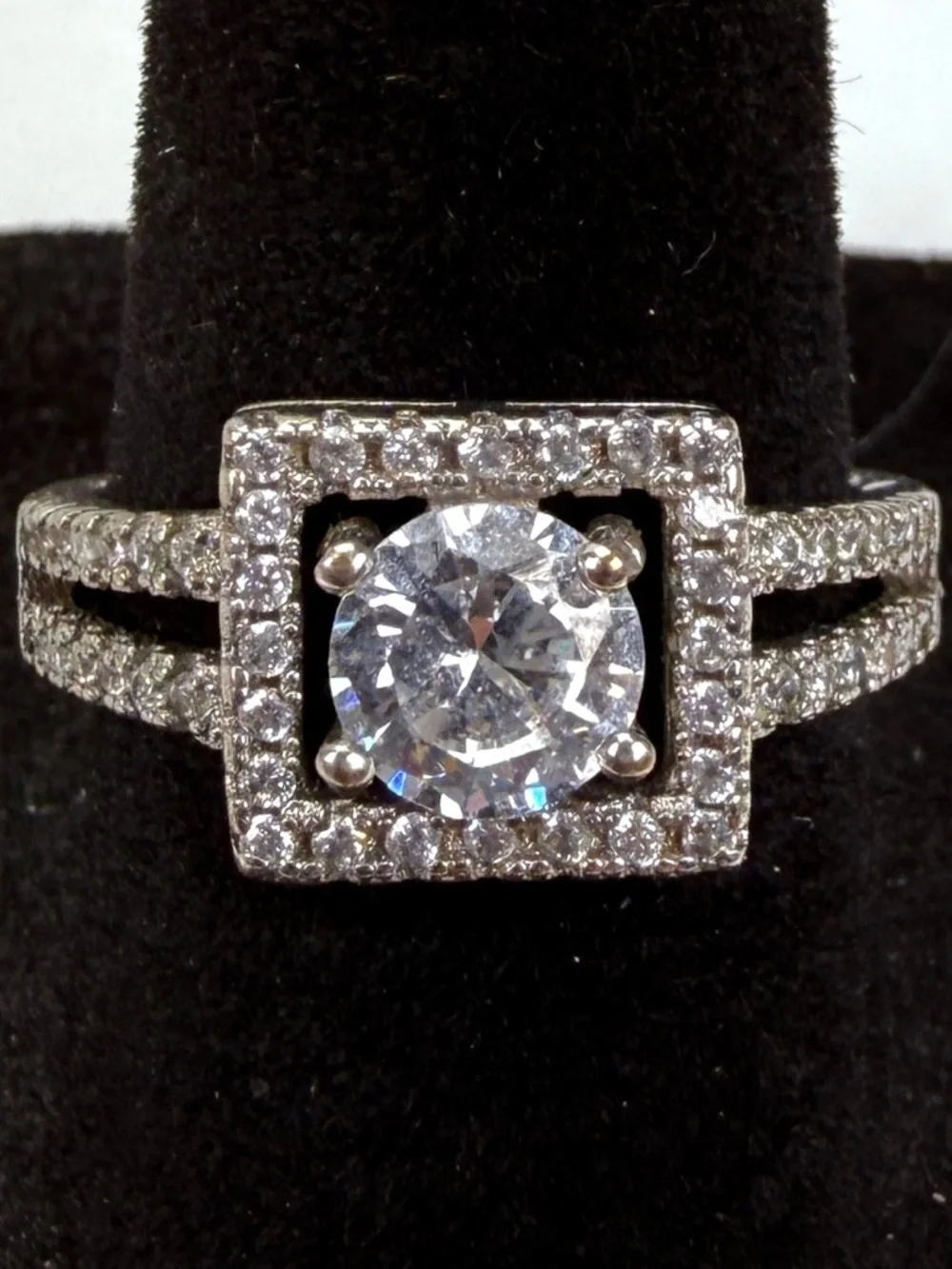 Vintage aged Silvertone antique bling costume ring size 7 1/2